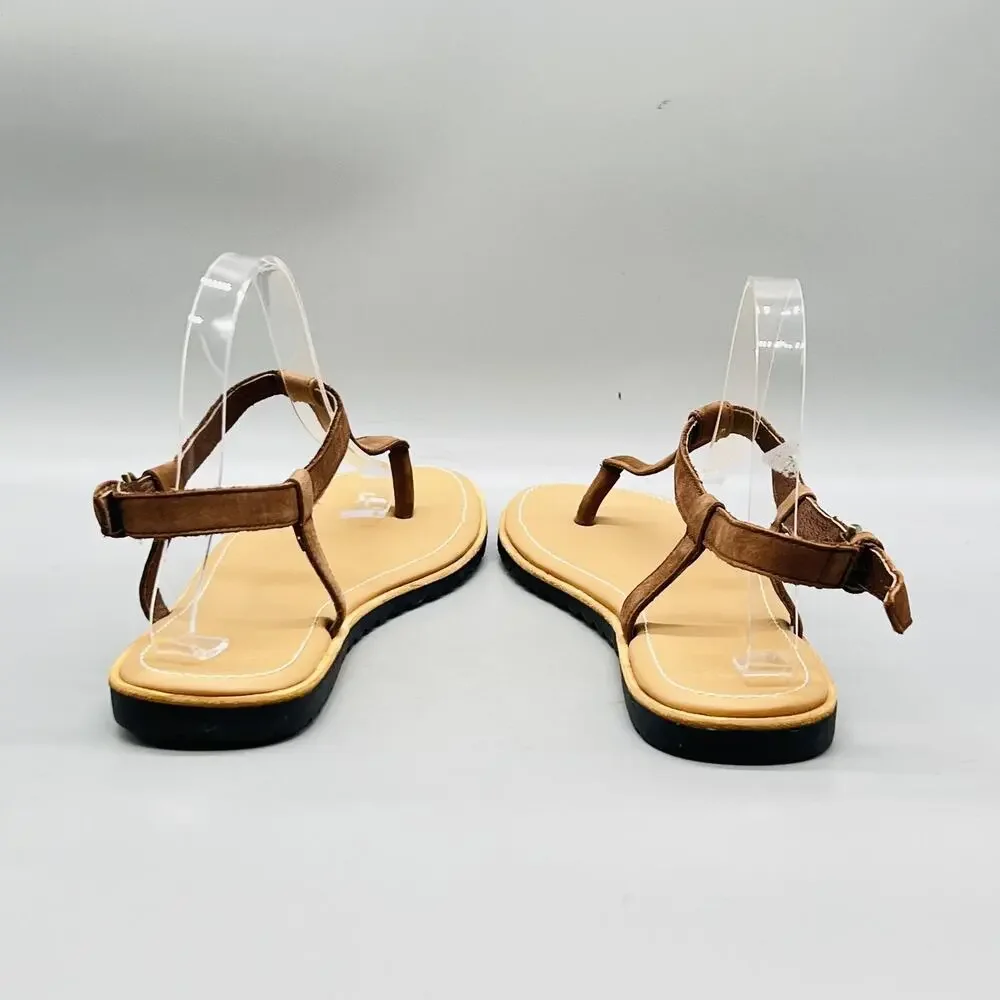 Sorel Sandals Womens 11 Brown Suede Thong Buckle Strap Slingback Flat Shoes